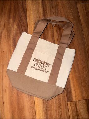 Grocery Outlet Beige & Cream Canvas Tote Bag